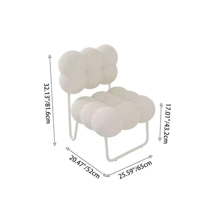 Contemporary Nordic Circle Fleece & Iron Square Accent Chair For Bedroom And Living Room
