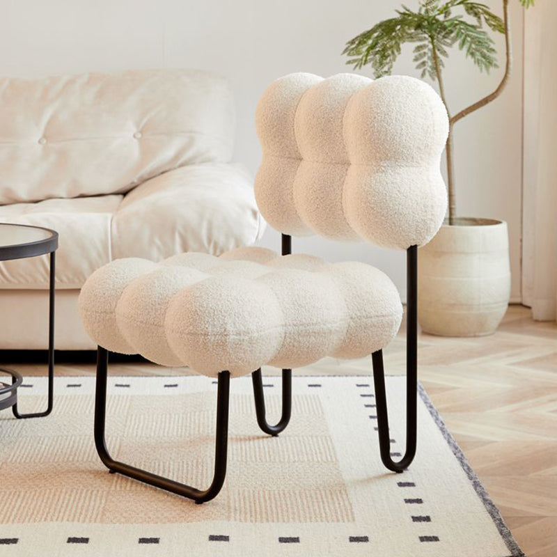 Contemporary Nordic Circle Fleece & Iron Square Accent Chair For Bedroom And Living Room