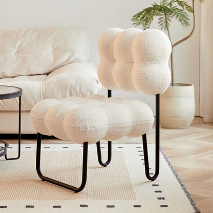 Contemporary Nordic Circle Fleece & Iron Square Accent Chair For Bedroom And Living Room