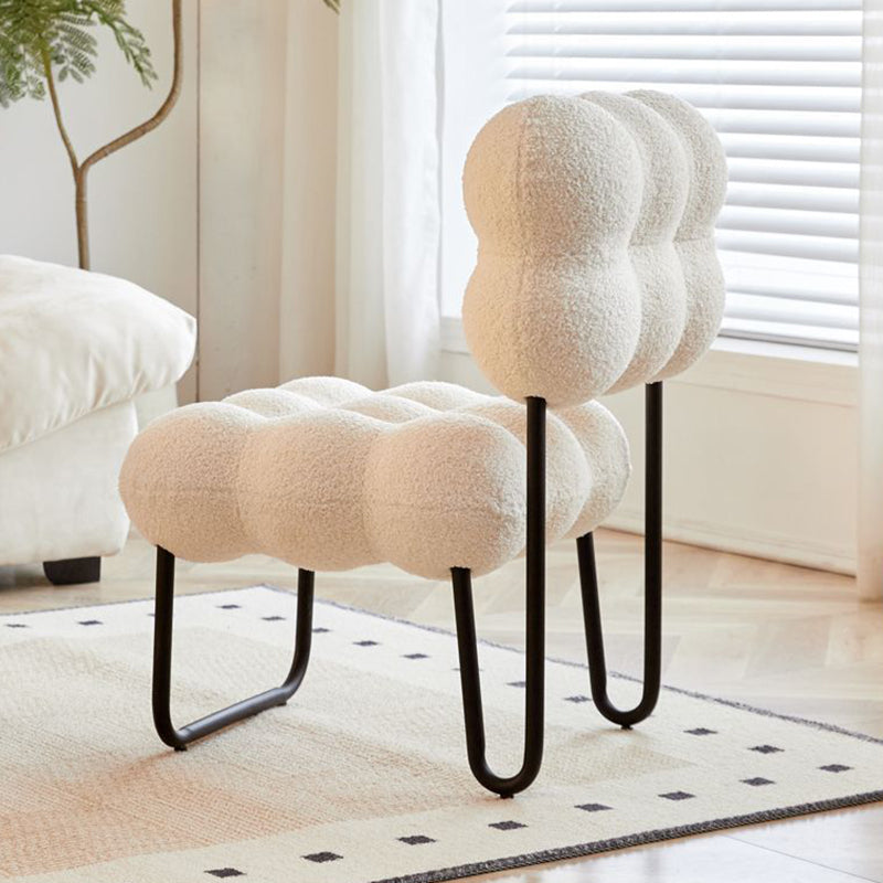 Contemporary Nordic Circle Fleece & Iron Square Accent Chair For Bedroom And Living Room