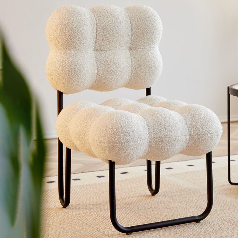 Contemporary Nordic Circle Fleece & Iron Square Accent Chair For Bedroom And Living Room