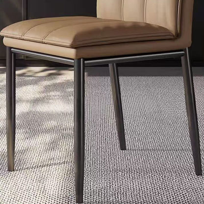 Modern Minimalist Faux Leather & Carbon Steel Square Dining Chair For Dining Room And Living Room
