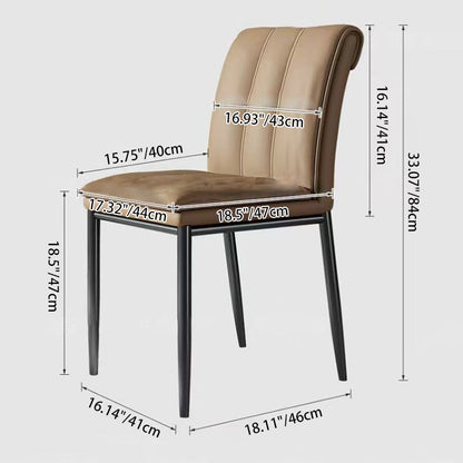 Modern Minimalist Faux Leather & Carbon Steel Square Dining Chair For Dining Room And Living Room