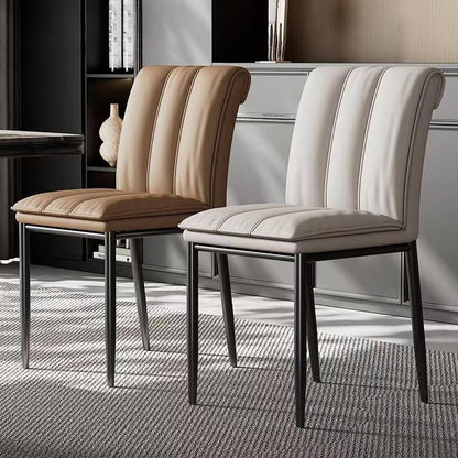 Modern Minimalist Faux Leather & Carbon Steel Square Dining Chair For Dining Room And Living Room