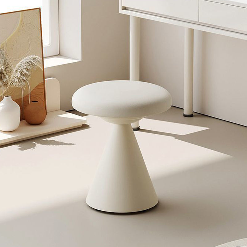 Contemporary Nordic Leather & Iron Round Conical Vanity Stool For Bedroom And Living Room
