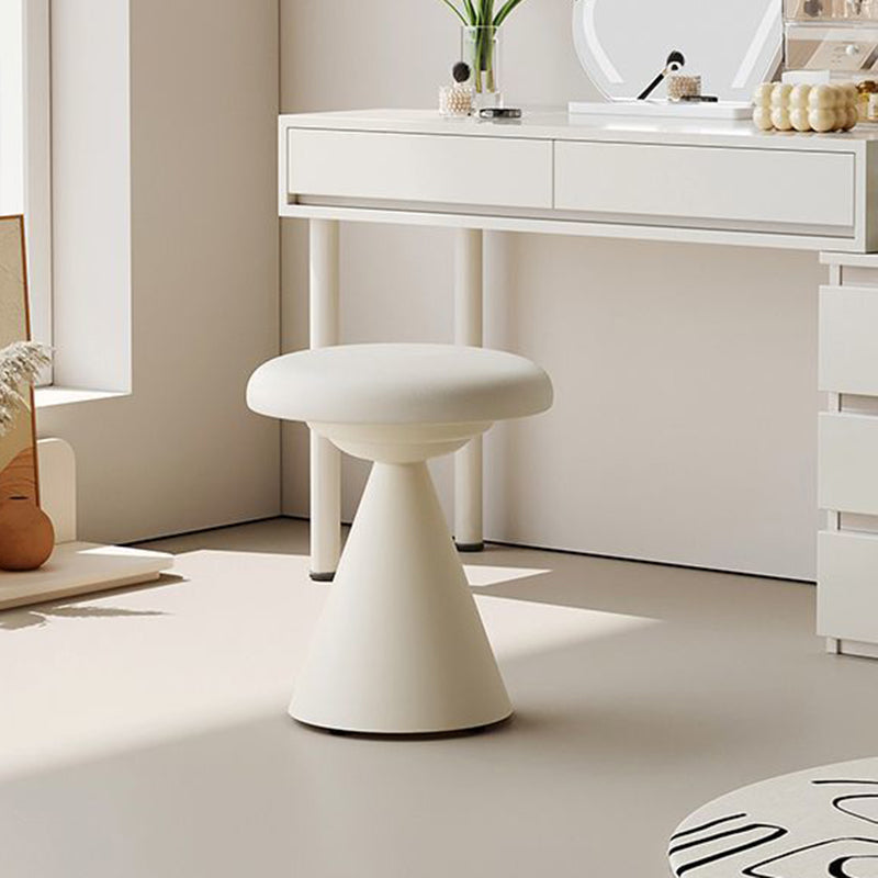 Contemporary Nordic Leather & Iron Round Conical Vanity Stool For Bedroom And Living Room