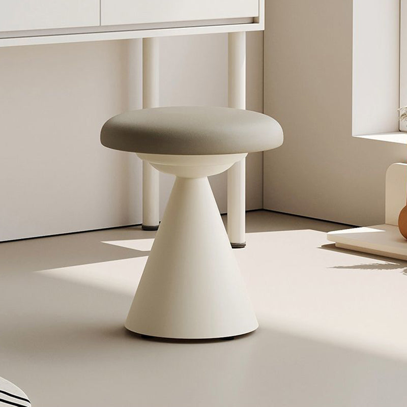Contemporary Nordic Leather & Iron Round Conical Vanity Stool For Bedroom And Living Room