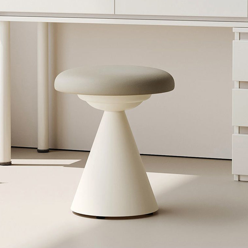 Contemporary Nordic Leather & Iron Round Conical Vanity Stool For Bedroom And Living Room