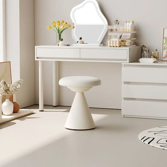 Contemporary Nordic Leather & Iron Round Conical Vanity Stool For Bedroom And Living Room