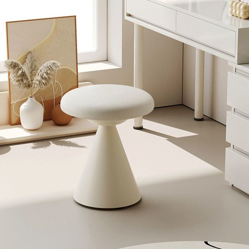 Contemporary Nordic Leather & Iron Round Conical Vanity Stool For Bedroom And Living Room