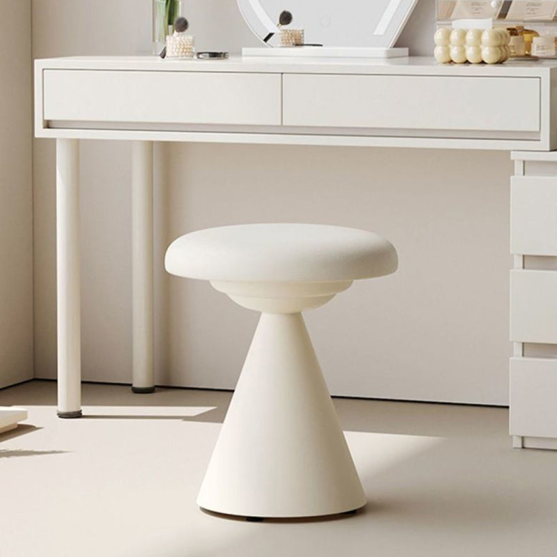 Contemporary Nordic Leather & Iron Round Conical Vanity Stool For Bedroom And Living Room