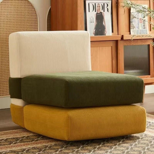 Contemporary Nordic Corduroy Square Sofa Chair For Bedroom And Living Room