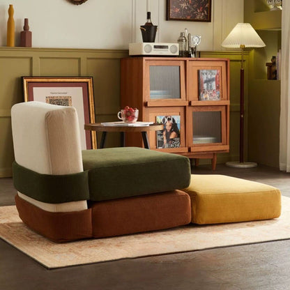 Contemporary Nordic Corduroy Square Sofa Chair For Bedroom And Living Room