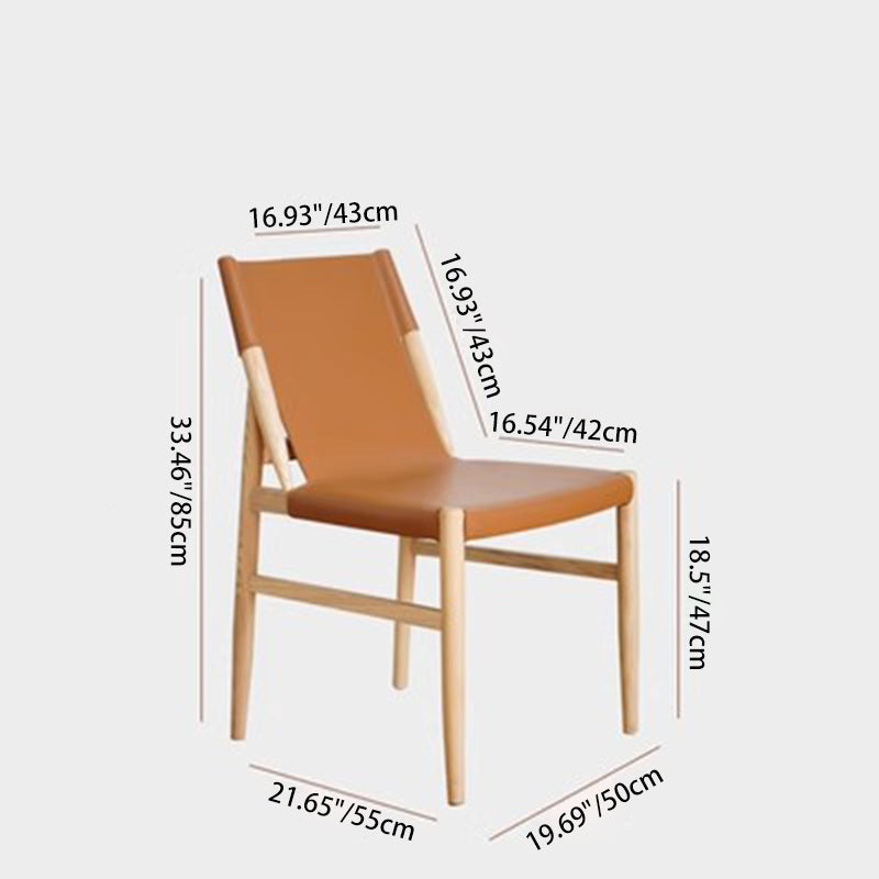 Modern Minimalist Synthetic Leather & Wood Curved Square Dining Chair For Dining Room And Living Room