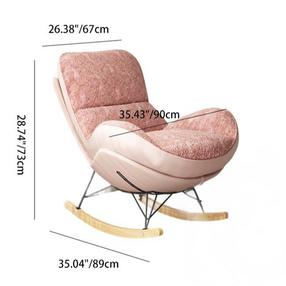 Contemporary Nordic Fabric & Carbon Steel Curved Rocking Chair For Bedroom & Living Room