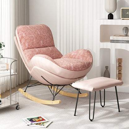 Contemporary Nordic Fabric & Carbon Steel Curved Rocking Chair For Bedroom & Living Room
