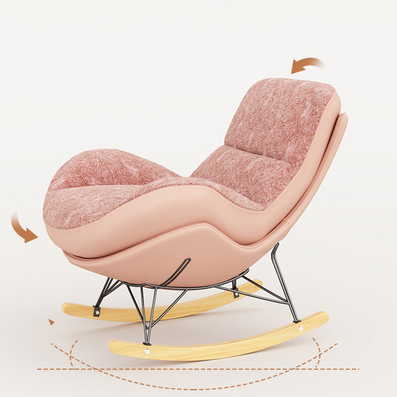 Contemporary Nordic Fabric & Carbon Steel Curved Rocking Chair For Bedroom & Living Room