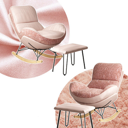 Contemporary Nordic Fabric & Carbon Steel Curved Rocking Chair For Bedroom & Living Room