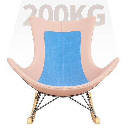 Contemporary Nordic Fabric & Carbon Steel Curved Rocking Chair For Bedroom & Living Room