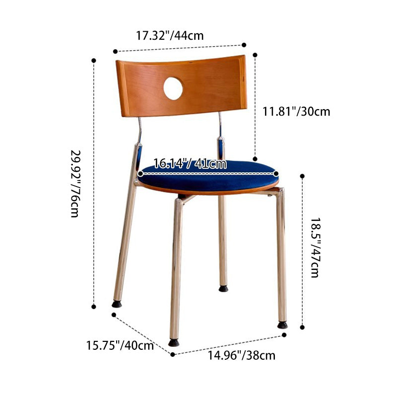 Traditional Vintage Velvet Wood & Stainless Steel Curved Round Dining Chair For Bedroom, Living Room And Kitchen
