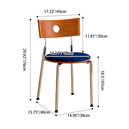 Traditional Vintage Velvet Wood & Stainless Steel Curved Round Dining Chair For Bedroom, Living Room And Kitchen