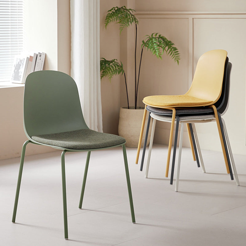 Modern Minimalist Fabric & PE Curved Square Dining Chair For Living Room, Bedroom And Kitchen