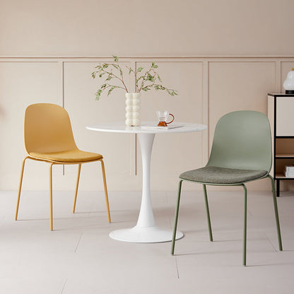 Modern Minimalist Fabric & PE Curved Square Dining Chair For Living Room, Bedroom And Kitchen