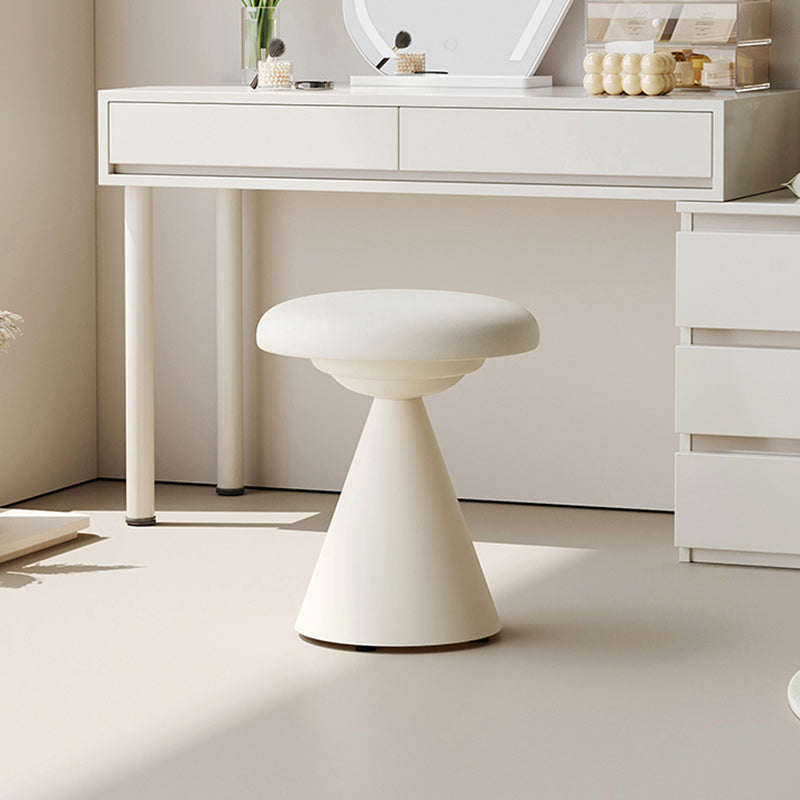 Modern Minimalist Leather & Iron Mushroom Cone Vanity Stool For Bedroom & Living Room