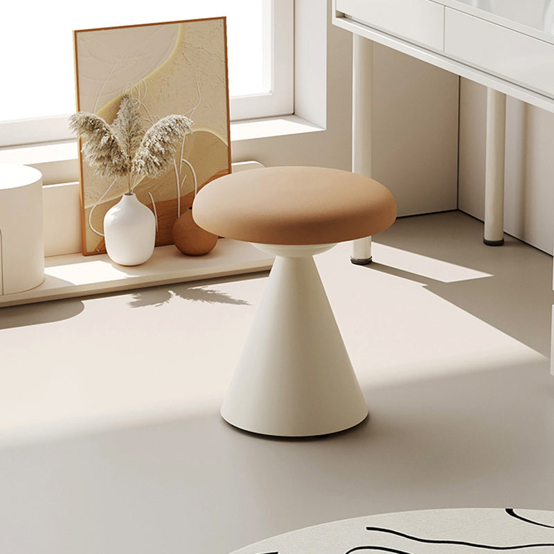 Modern Minimalist Leather & Iron Mushroom Cone Vanity Stool For Bedroom & Living Room