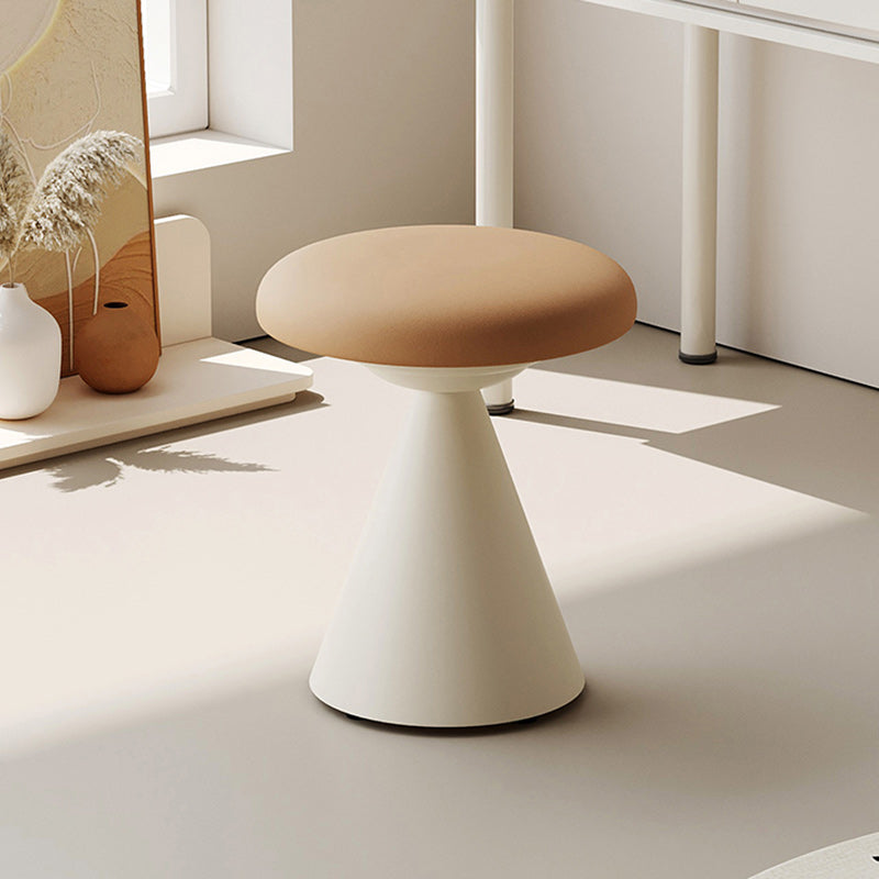 Modern Minimalist Leather & Iron Mushroom Cone Vanity Stool For Bedroom & Living Room