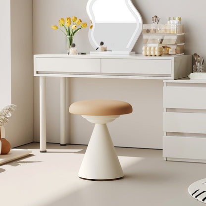 Modern Minimalist Leather & Iron Mushroom Cone Vanity Stool For Bedroom & Living Room