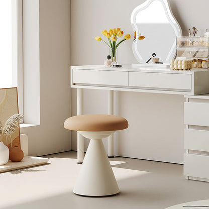 Modern Minimalist Leather & Iron Mushroom Cone Vanity Stool For Bedroom & Living Room