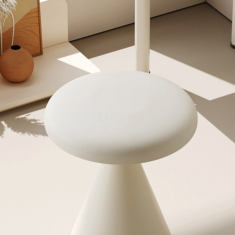Modern Minimalist Leather & Iron Mushroom Cone Vanity Stool For Bedroom & Living Room