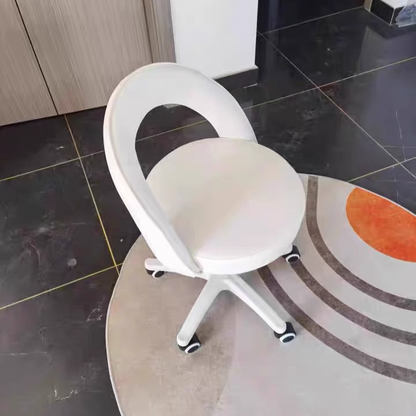 Contemporary Nordic Velvet & Nylon Curved Round Vanity Stool With Swivel & Adjustable Height For Bedroom & Living Room