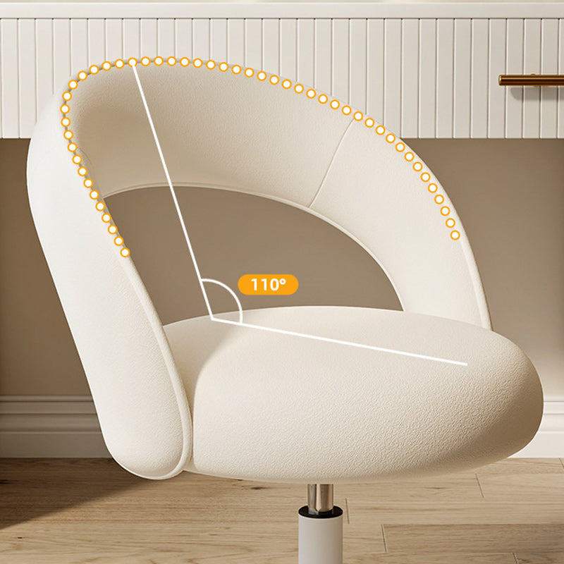 Contemporary Nordic Velvet & Nylon Curved Round Vanity Stool With Swivel & Adjustable Height For Bedroom & Living Room