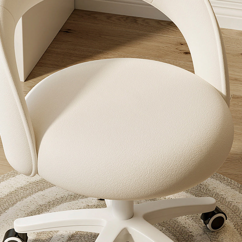 Contemporary Nordic Velvet & Nylon Curved Round Vanity Stool With Swivel & Adjustable Height For Bedroom & Living Room