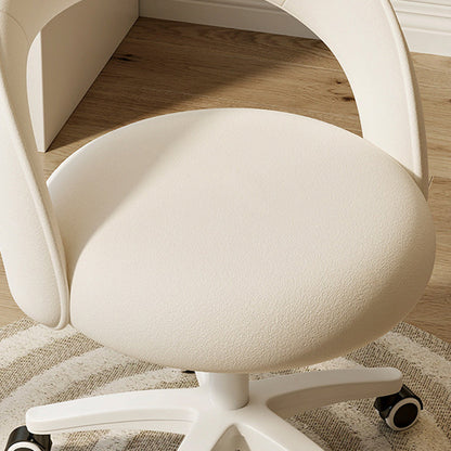 Contemporary Nordic Velvet & Nylon Curved Round Vanity Stool With Swivel & Adjustable Height For Bedroom & Living Room