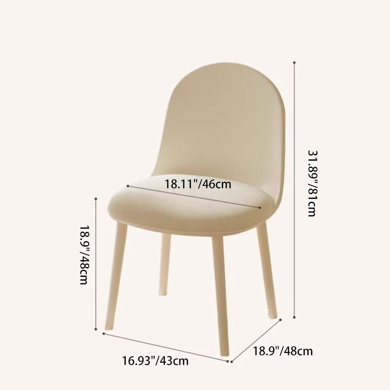 Modern Minimalist Velvet, Faux Napa Leather, & Plastic Curved Dining Chair With Ergonomic Design For Bedroom, Living Room & Kitchen
