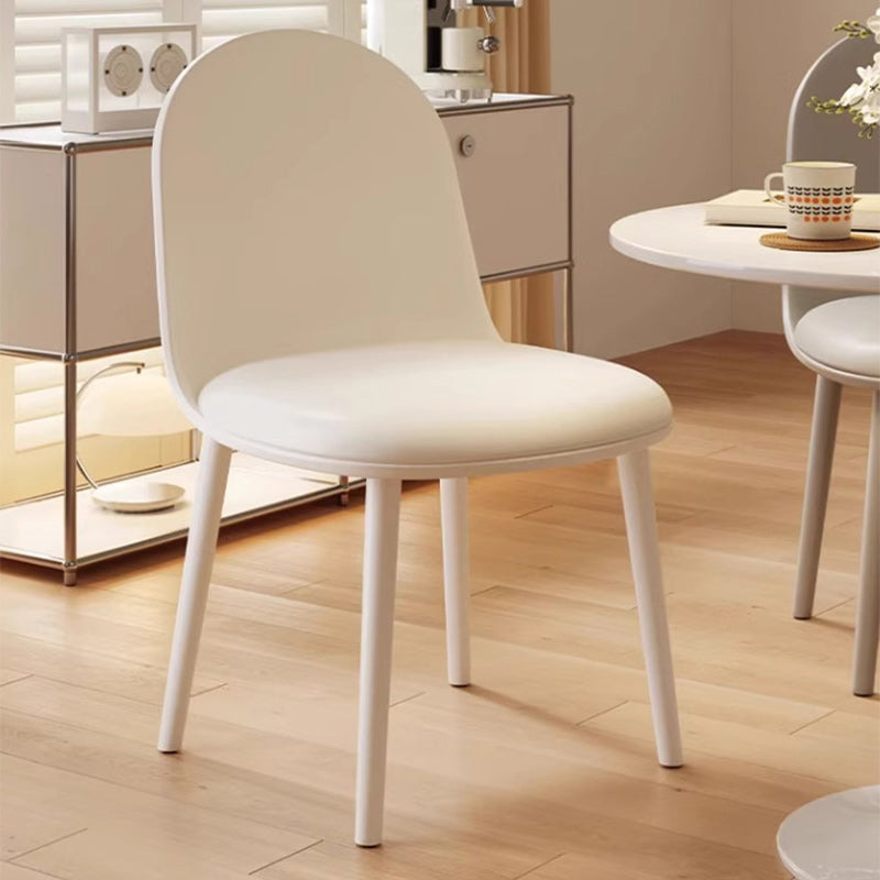 Modern Minimalist Velvet, Faux Napa Leather, & Plastic Curved Dining Chair With Ergonomic Design For Bedroom, Living Room & Kitchen