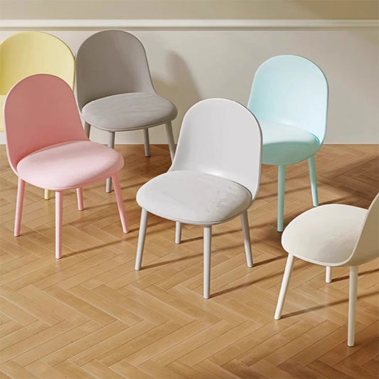 Modern Minimalist Velvet, Faux Napa Leather, & Plastic Curved Dining Chair With Ergonomic Design For Bedroom, Living Room & Kitchen