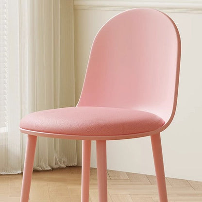 Modern Minimalist Velvet, Faux Napa Leather, & Plastic Curved Dining Chair With Ergonomic Design For Bedroom, Living Room & Kitchen