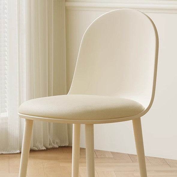 Modern Minimalist Velvet, Faux Napa Leather, & Plastic Curved Dining Chair With Ergonomic Design For Bedroom, Living Room & Kitchen