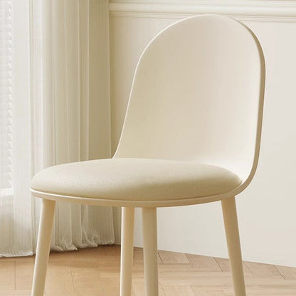 Modern Minimalist Velvet, Faux Napa Leather, & Plastic Curved Dining Chair With Ergonomic Design For Bedroom, Living Room & Kitchen