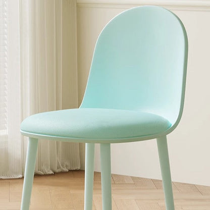Modern Minimalist Velvet, Faux Napa Leather, & Plastic Curved Dining Chair With Ergonomic Design For Bedroom, Living Room & Kitchen