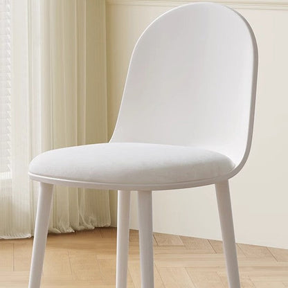 Modern Minimalist Velvet, Faux Napa Leather, & Plastic Curved Dining Chair With Ergonomic Design For Bedroom, Living Room & Kitchen