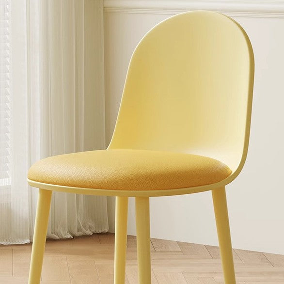 Modern Minimalist Velvet, Faux Napa Leather, & Plastic Curved Dining Chair With Ergonomic Design For Bedroom, Living Room & Kitchen