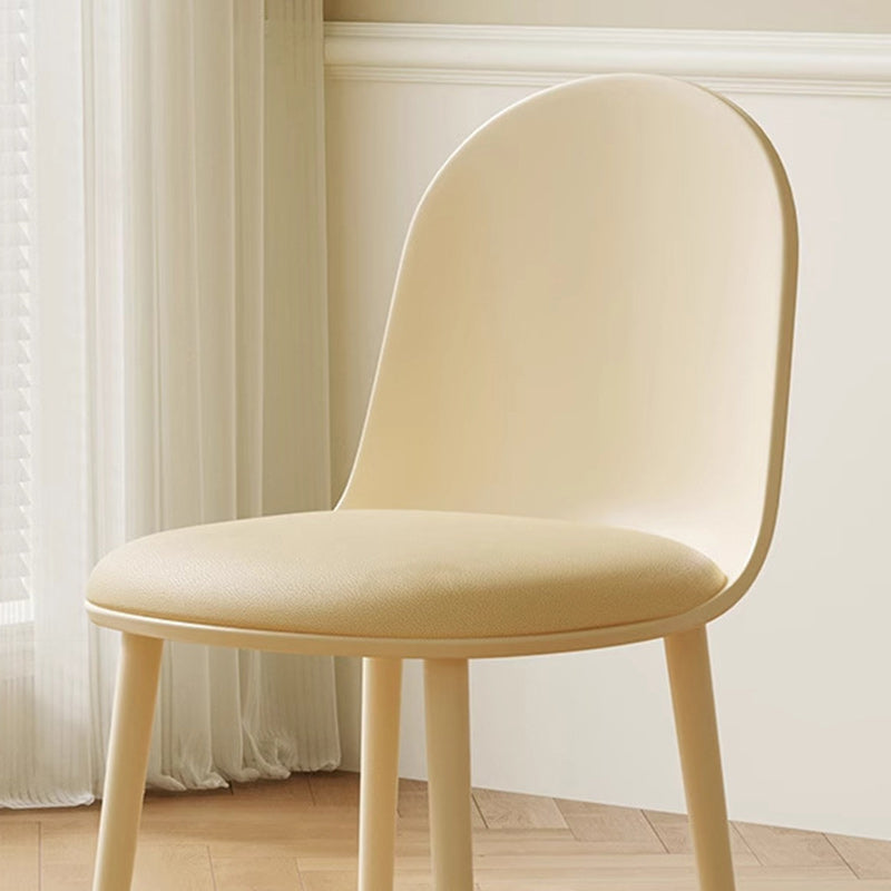 Modern Minimalist Velvet, Faux Napa Leather, & Plastic Curved Dining Chair With Ergonomic Design For Bedroom, Living Room & Kitchen
