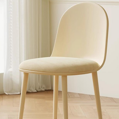 Modern Minimalist Velvet, Faux Napa Leather, & Plastic Curved Dining Chair With Ergonomic Design For Bedroom, Living Room & Kitchen