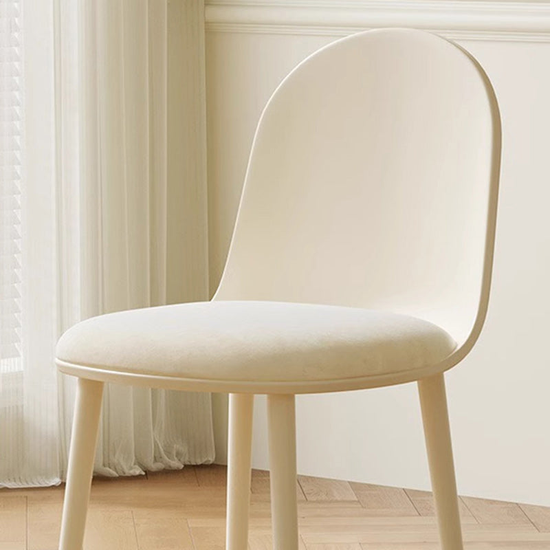 Modern Minimalist Velvet, Faux Napa Leather, & Plastic Curved Dining Chair With Ergonomic Design For Bedroom, Living Room & Kitchen