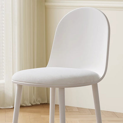 Modern Minimalist Velvet, Faux Napa Leather, & Plastic Curved Dining Chair With Ergonomic Design For Bedroom, Living Room & Kitchen